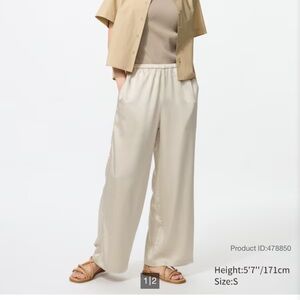 Wide Leg Satin Pants in Cream